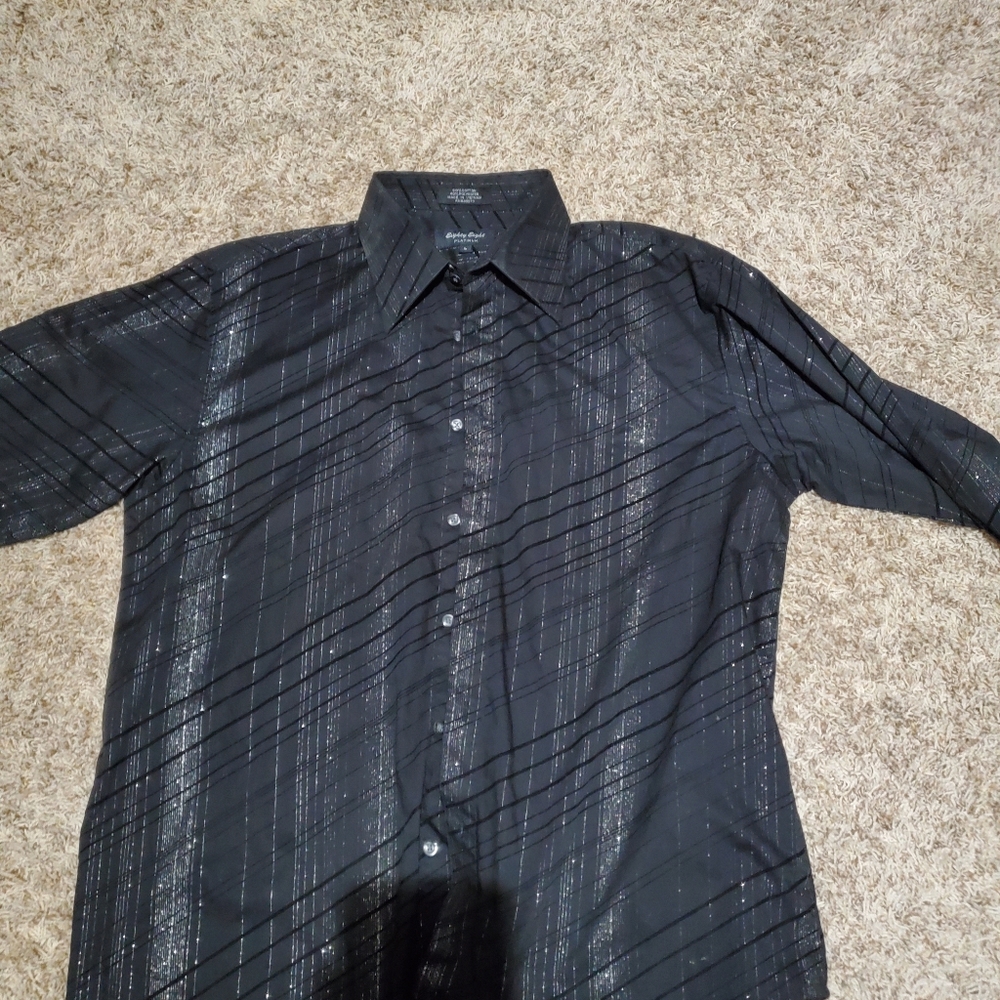 Men's Black Sparkly Men's Button-up